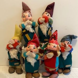 snow white dwarfs cloth dolls made in Hungary set of 6 handmade hand crafted
